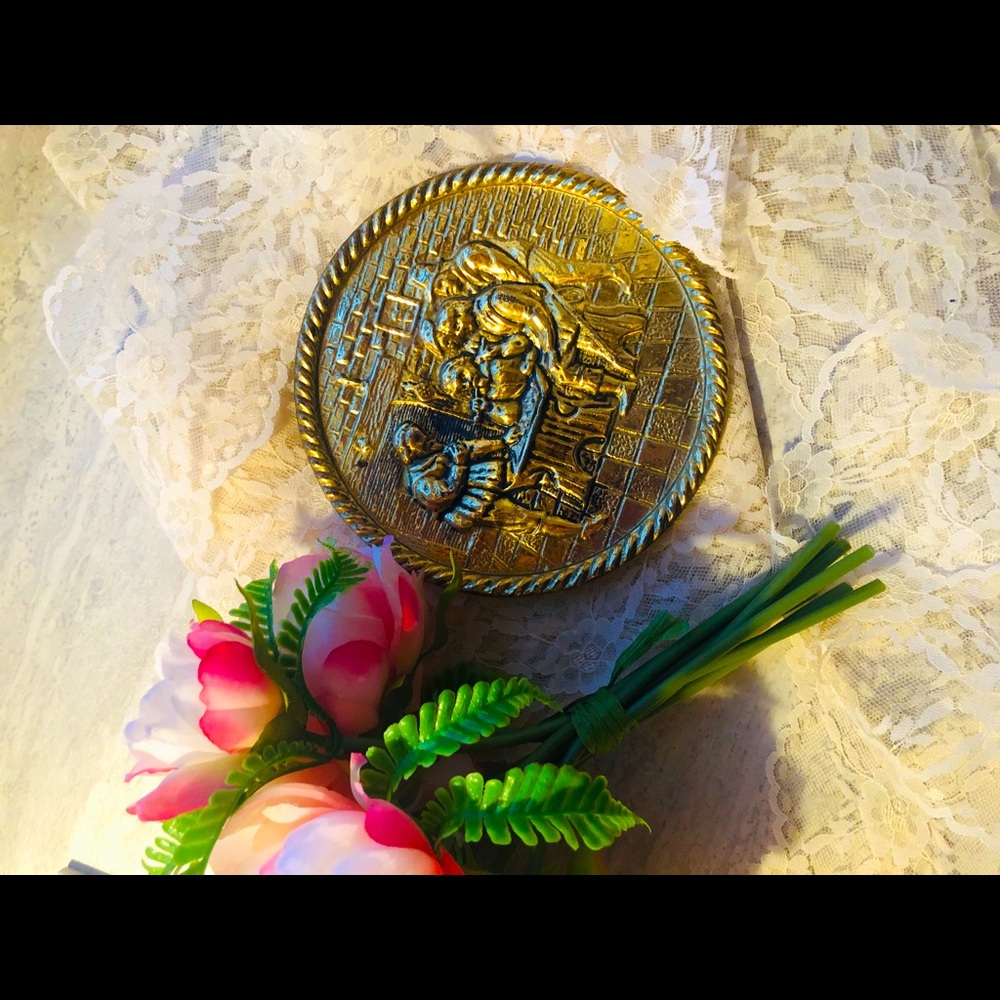 Vintage Hammered Brass Plate